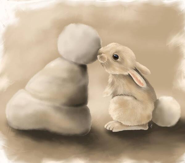 Bunny Art Print featuring the painting Softly matching by Veronica Minozzi
