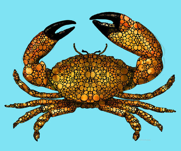 Crab Art Print featuring the painting Stone Rock'd Stone Crab by Sharon Cummings by Sharon Cummings