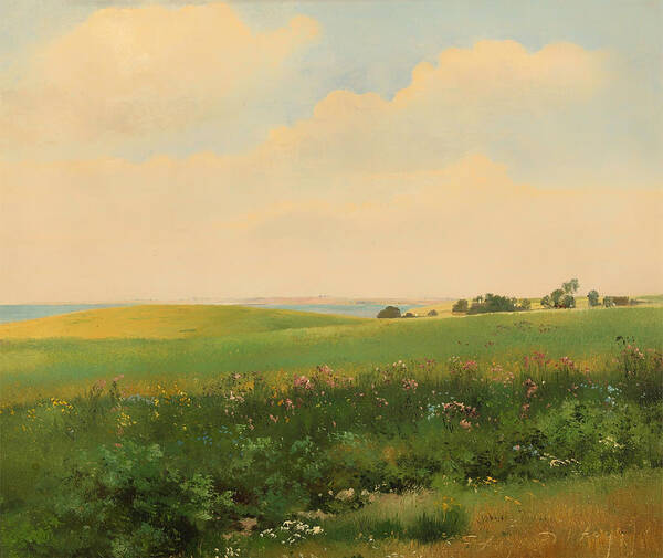 Carl Frederik Aagaard Art Print featuring the painting Summer landscape with rolling fields by Carl Frederik Aagaard