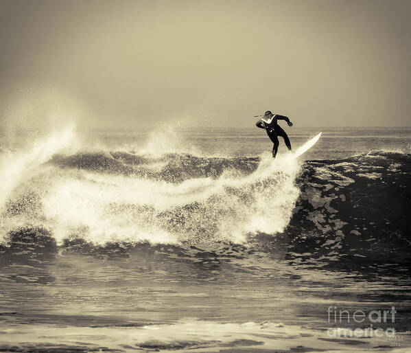 Surfing Art Print featuring the photograph Surfing the lip by David Millenheft