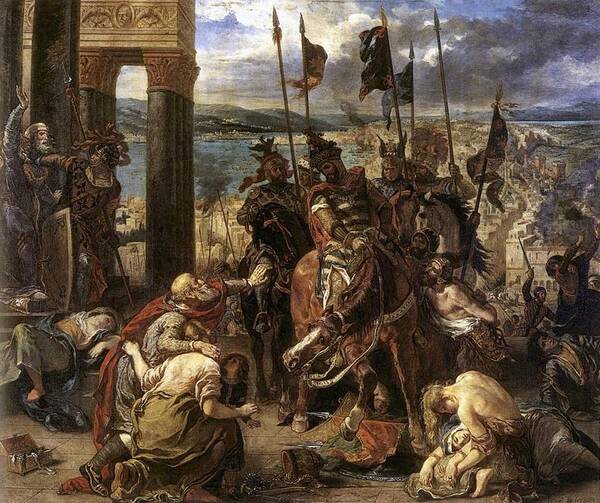 1840. Art Print featuring the painting The Crusaders entry into Constantinople by Eugene Delacroix