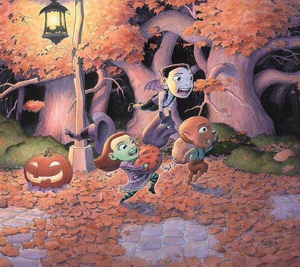 Halloween Art Print featuring the painting Trick or Treat by Richard Moore