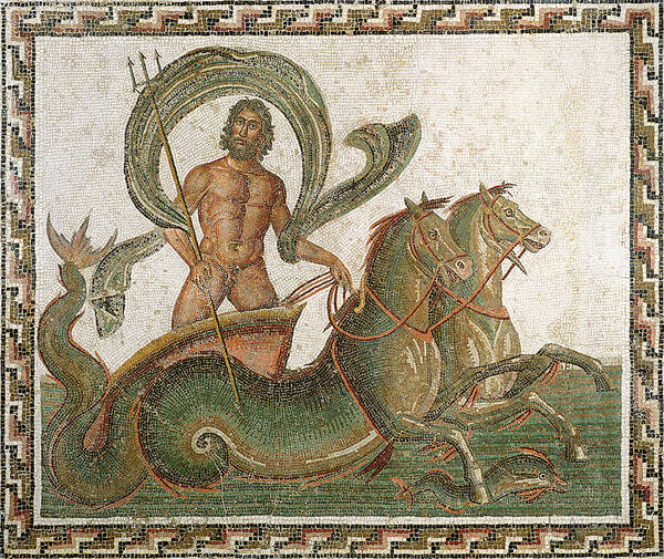 Mosaic Art Print featuring the painting Triumph of Neptune by Roman School