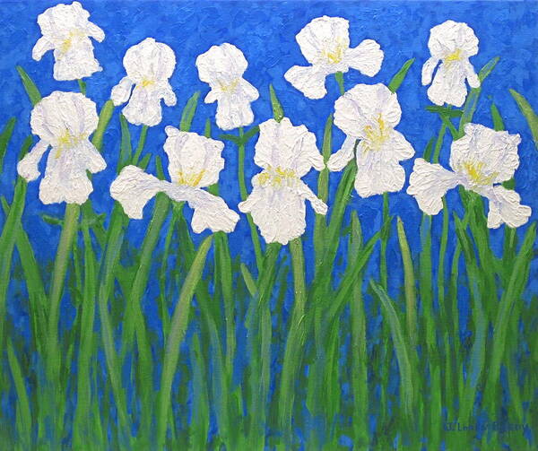 Iris Paintings Art Print featuring the painting White Irises by J Loren Reedy