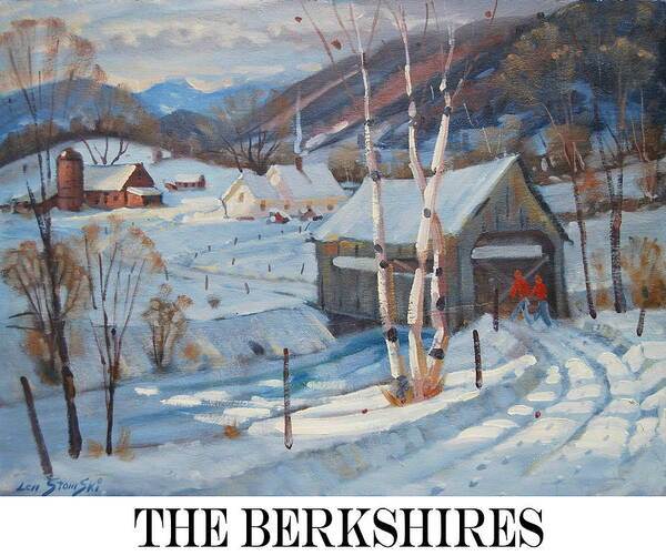 Covered Bridge. The Berkshires. Winter Art Print featuring the painting the Berkshires #2 by Len Stomski