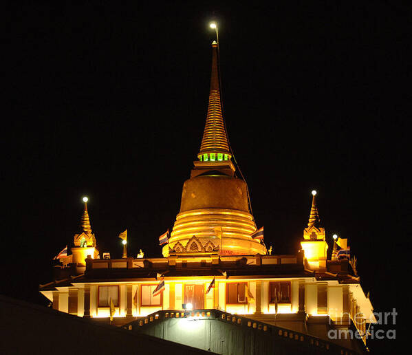 Golden Mount Temple Art Print featuring the photograph Golden Mount Temple Bangkok by Bob Christopher