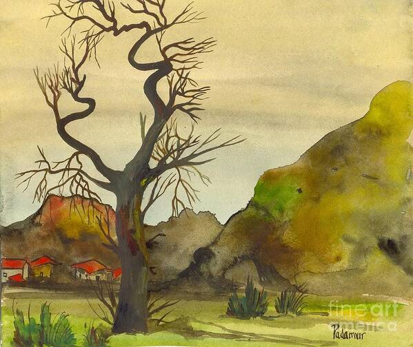 Tree Art Print featuring the painting Landscape 7 by Padamvir Singh