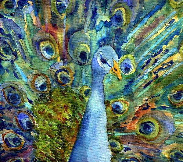 Art Art Print featuring the painting Peacock Party by Miriam Schulman