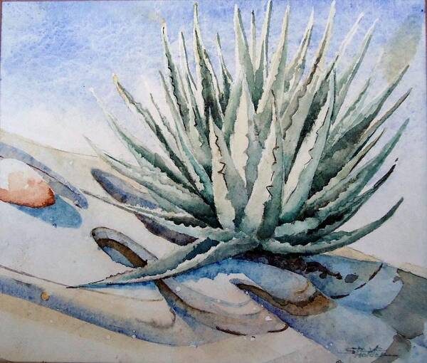Desert Art Print featuring the painting Agave #1 by Steven Holder