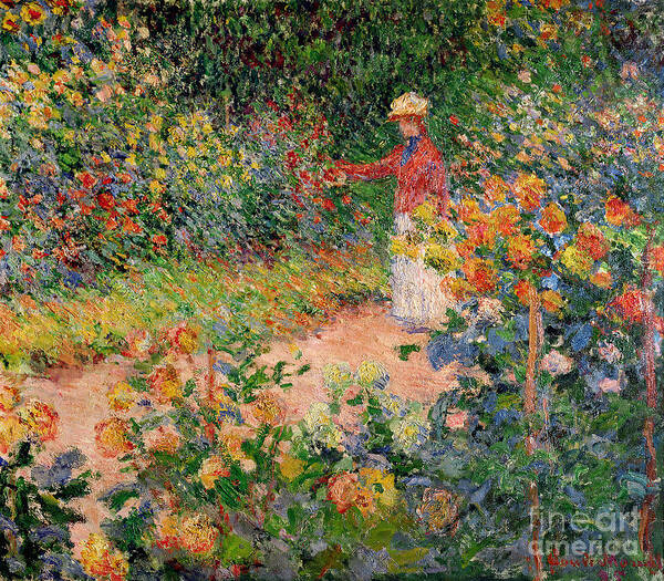 Garden Art Print featuring the painting Garden at Giverny by Claude Monet