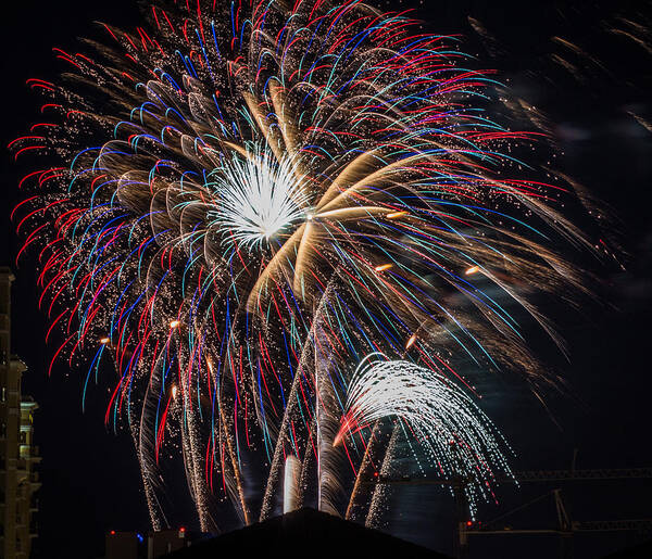 Fireworks Art Print featuring the photograph Fireworks 2015 Sarasota 24 by Richard Goldman