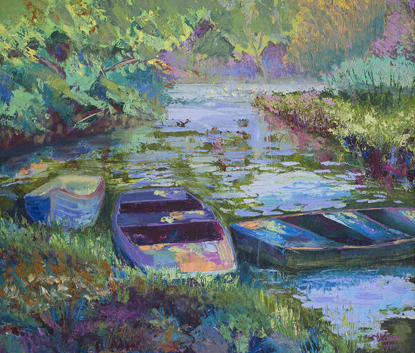 Blue Art Print featuring the painting Blue Pond by Cynthia McLean
