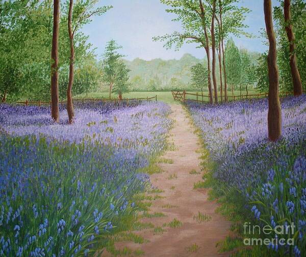 Feng Shui Art Print featuring the painting Bluebells - Feng Shui by Julia Underwood