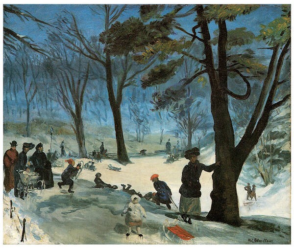 William Glackens Art Print featuring the painting Central Park in Winter by William Glackens