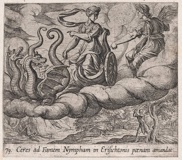 Antonio Tempesta Art Print featuring the drawing Ceres Ordering Erysichthon's Punishment by Antonio Tempesta