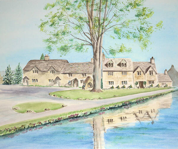 Watercolour Art Print featuring the painting Countryside cottages by Elizabeth Lock