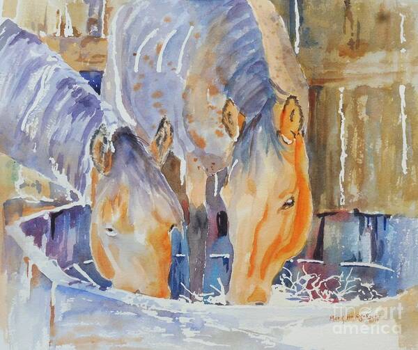 Horses Art Print featuring the painting Dappled Sunlight by Mary Haley-Rocks