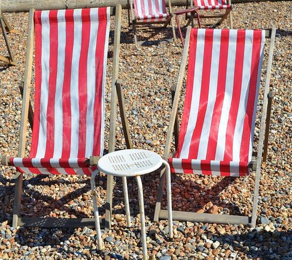 Summer Art Print featuring the photograph Deckchairs on Seaford Beach by Nina-Rosa Dudy