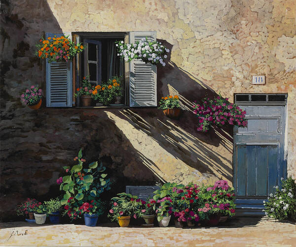 Streetscene Art Print featuring the painting Facciata In Ombra by Guido Borelli