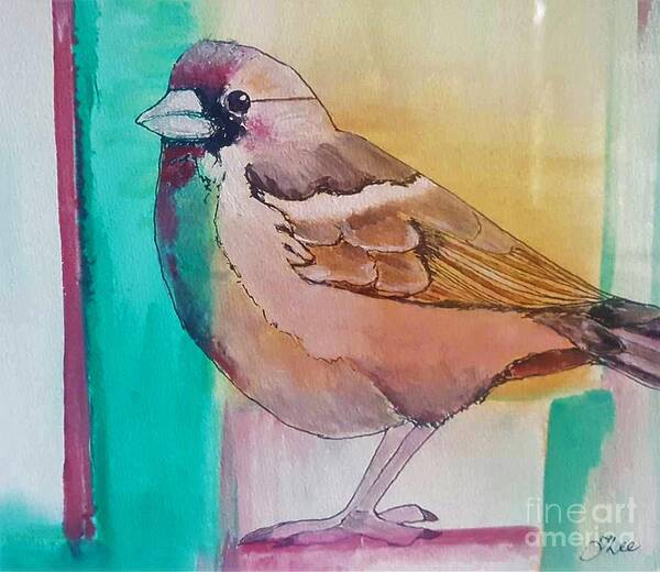 Watercolor Art Print featuring the painting Finch Fun by Tracey Lee Cassin