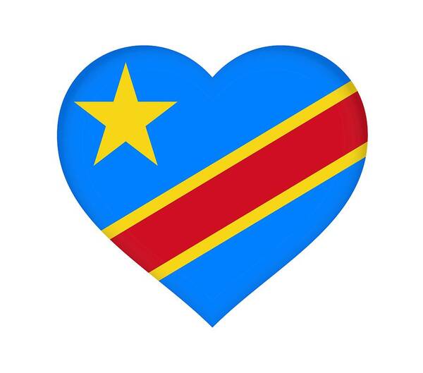 Africa Art Print featuring the digital art Flag of The Congo Heart by Roy Pedersen