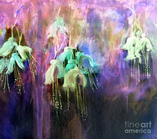 Flowers Art Print featuring the painting Fuchsia Flowers by Julie Lueders 