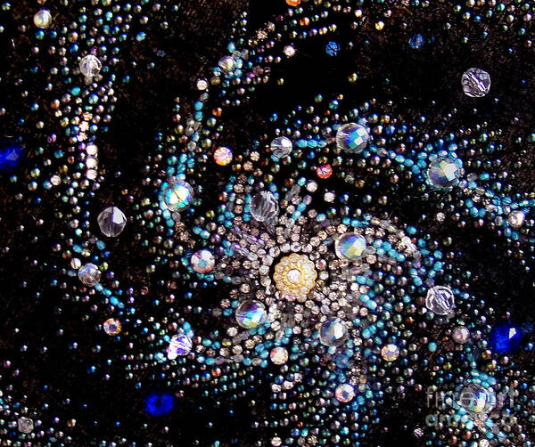 Space Art Print featuring the tapestry - textile Galaxy beadwork bead embroidery by Sofia Goldberg