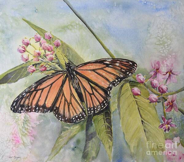 Monarch Art Print featuring the painting Garden Visitor by Bev Morgan