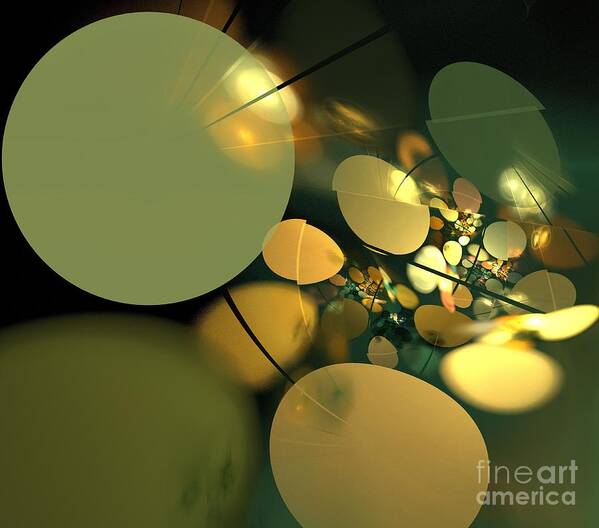 Gold Home Decor Art Print featuring the digital art Green Pebbles by Kim Sy Ok