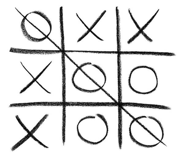 Noughts And Crosses Art Print featuring the photograph Hand-drawn tic-tac-toe game by GoodMood Art