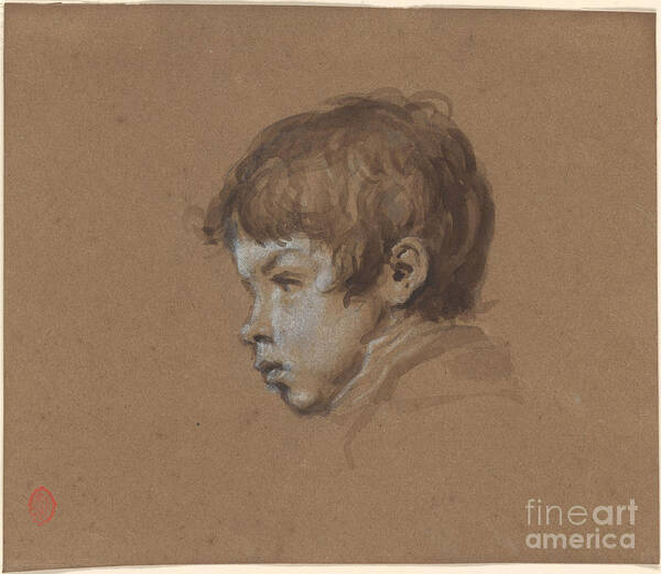Ricardo De Los Rios 1846-1929 Head Of A Boy. Painting Art Print featuring the painting Head of a Boy by MotionAge Designs