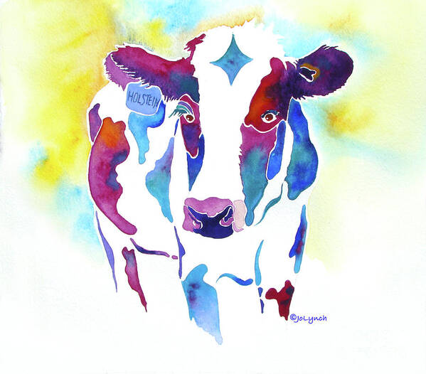 Cow Art Print featuring the painting Holstein by Jo Lynch