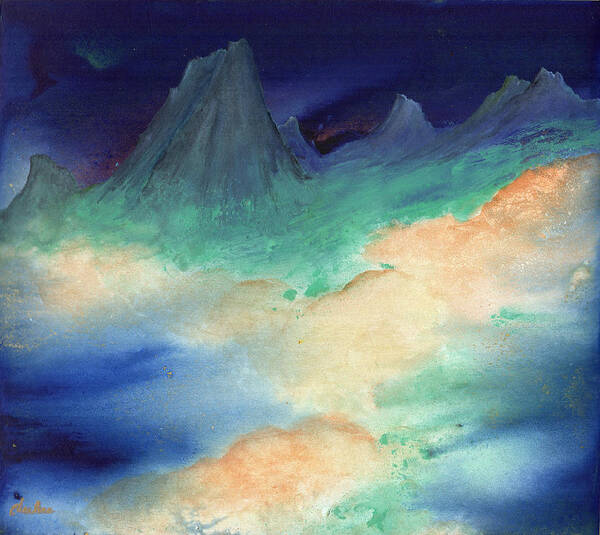 Landscape Art Print featuring the painting Ice Mountain Sunrise by Charlene Fuhrman-Schulz