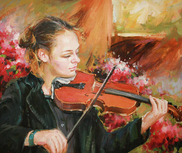 Violin Art Print featuring the painting Learning The Violin by Conor McGuire