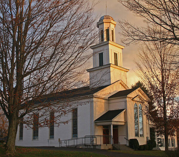 Church Art Print featuring the photograph Morning Glow by Frank Morales Jr
