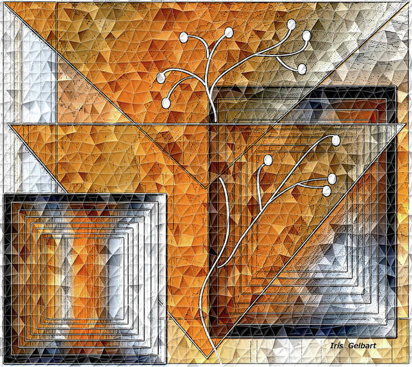 Abstract Art Print featuring the digital art Mosaic Orangescape by Iris Gelbart
