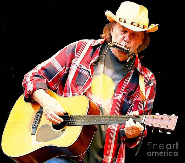 Neil Young Art Print featuring the painting Neil Young by John Malone