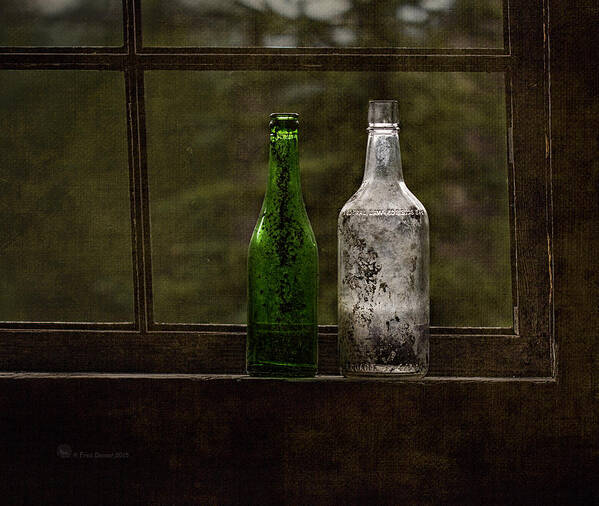 Bottles Art Print featuring the photograph Old Bottles in Window by Fred Denner