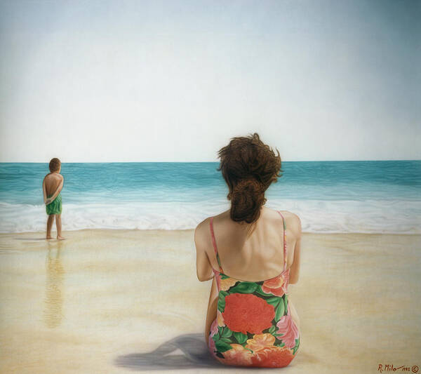 Beach Art Print featuring the painting On The Beach by Rich Milo