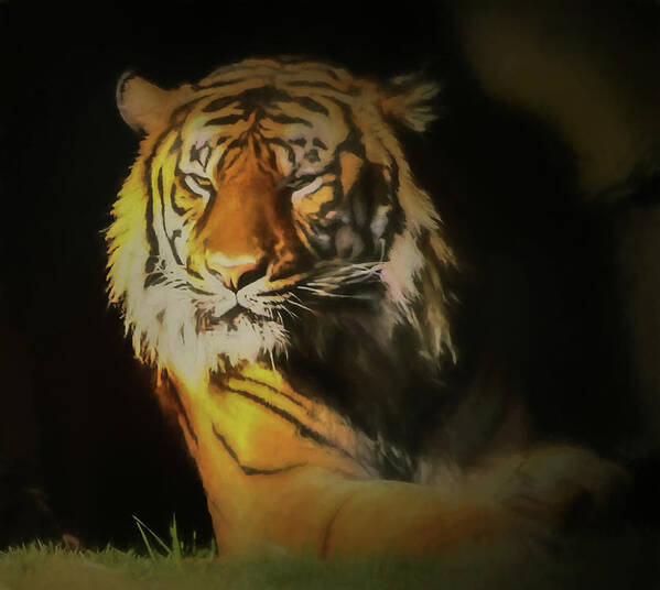 Tiger Art Print featuring the digital art Painted Tiger by Kandy Hurley