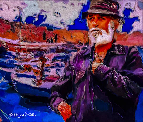 Painting Art Print featuring the painting Portrait Of A Fisherman by Ted Azriel