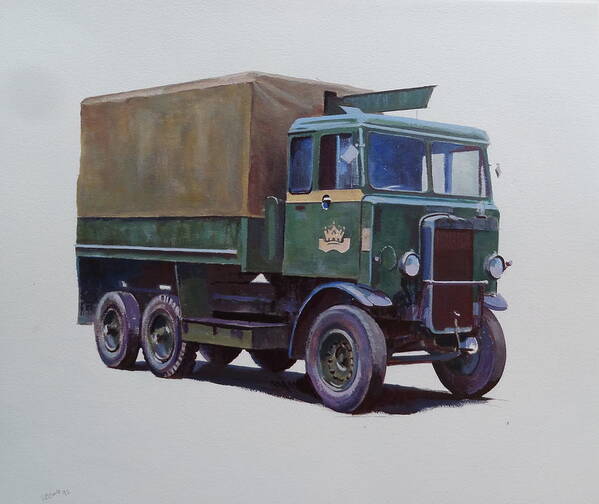 Leyland Art Print featuring the painting Pre-war Leyland wrecker. by Mike Jeffries