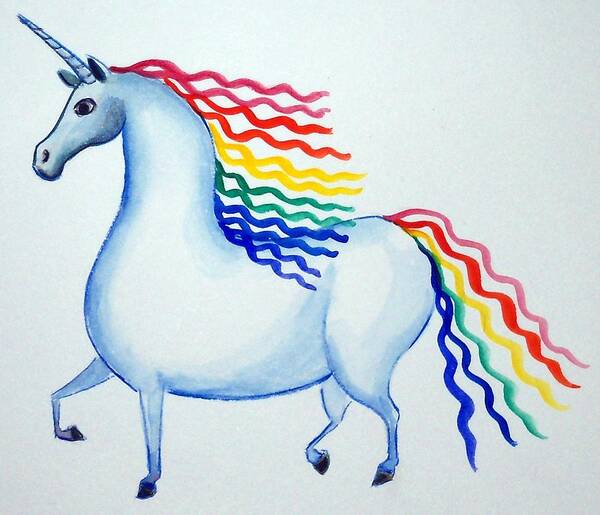 Unicorn Art Print featuring the painting Rainbow Unicorn by Debbie Criswell