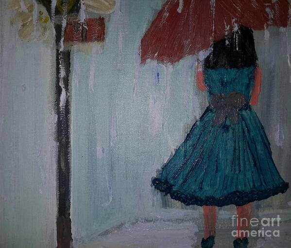Corner Art Print featuring the painting Rainy Day by Cindy Riley