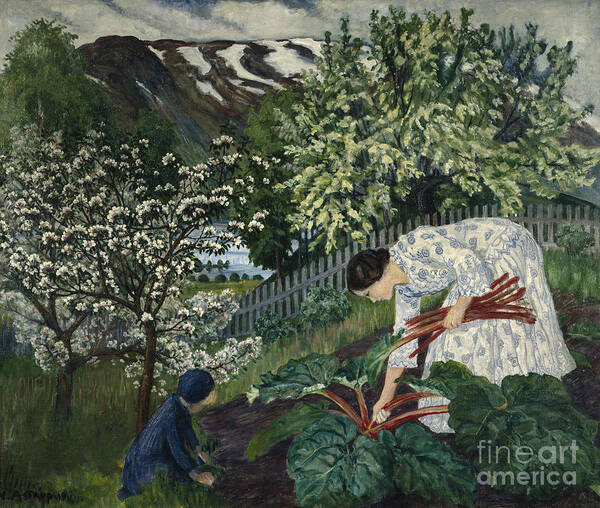 Nikolai Astrup Art Print featuring the painting Rhubarb by Nikolai Astrup