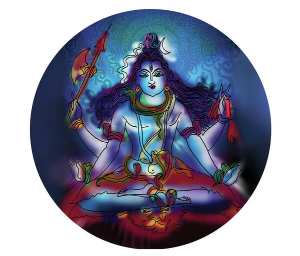 Shiva Art Print featuring the painting Samadhi Shiva by Guruji Aruneshvar Paris Art Curator Katrin Suter