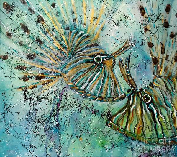 Iionfish Art Print featuring the painting Seeing Eye to Eye by Midge Pippel
