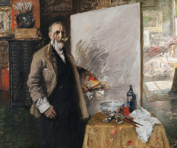 William Merritt Chase Art Print featuring the painting Self Portrait in 4th Avenue Studio by William Merritt Chase