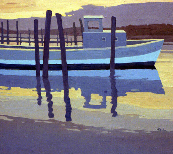 Lobster Boat Art Print featuring the painting Shark River Lobster Boat by Donald Maier
