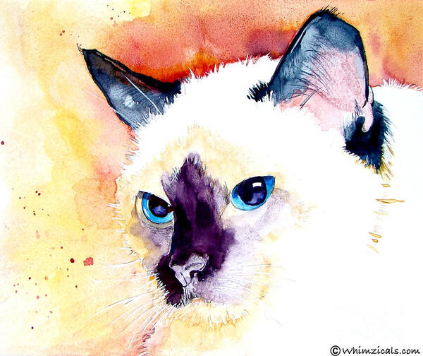 Siamese Art Print featuring the painting Siamese by Jo Lynch